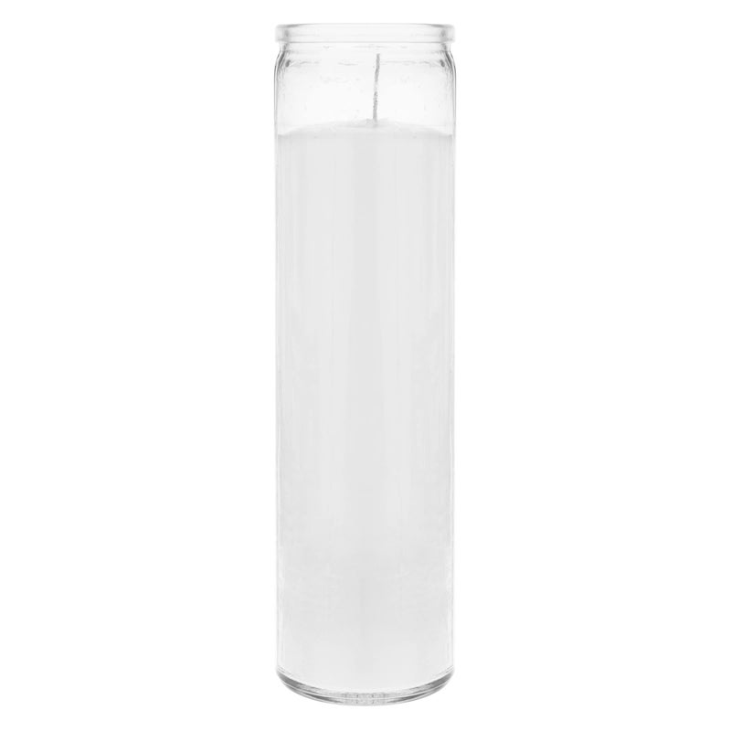 Mega Candles 1 pc Unscented White 7 Day Glass Container Devotional Prayer Candles, Premium Wax Candle 2 Inch x 8 Inch, Sanctuary, Vigils, Prayers, Blessings, Religious, Memorials, Remembrance - Image 1